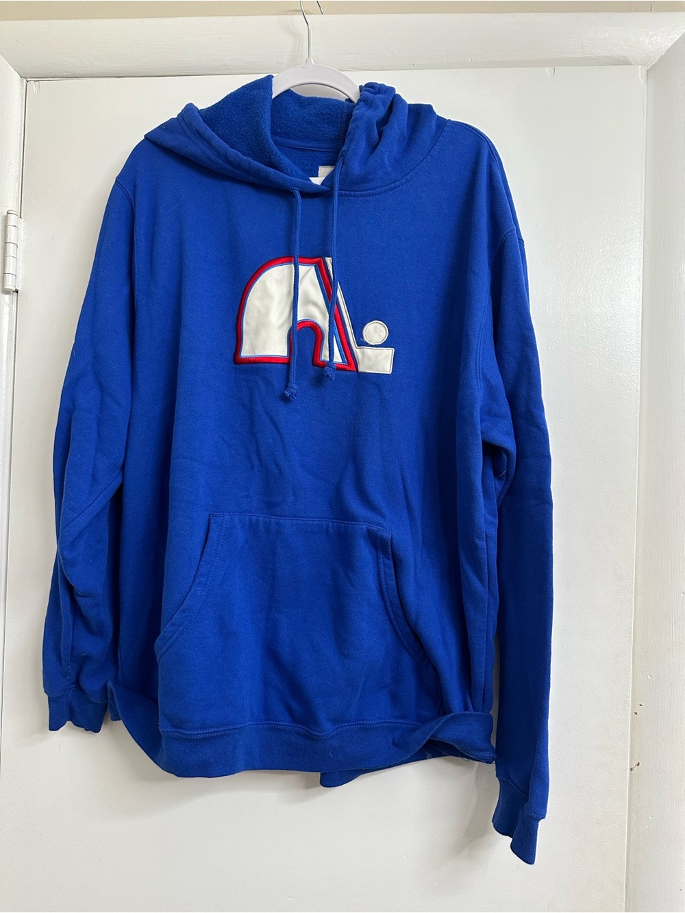 Vintage Quebec Nordiques Hoodie Sweatshirt Mens XL Blue NHL Hockey Throwback